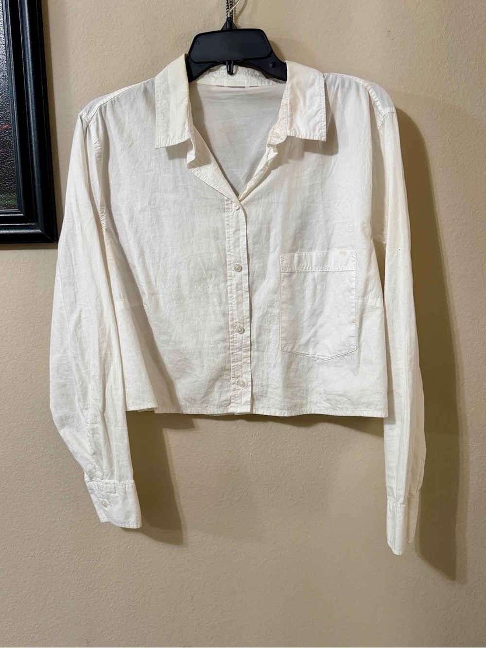 Cropped White Button-Up Shirt